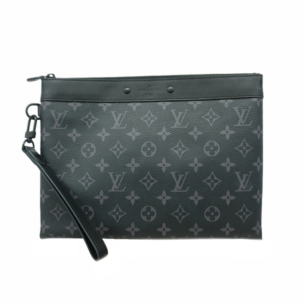 Louis Vuitton Monogram Eclipse Pochette To Go Clutch Bag M81569 Black Men's O...
